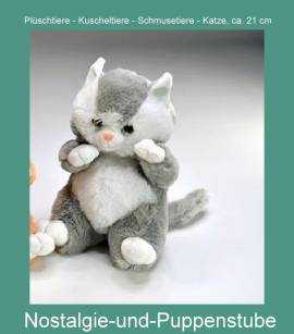 Pl�schtiere Kuscheltiere Katze Katzenbaby  K�tzchen mit Glasaugen ca. 21 cm hoch - Bild vergr��ern 