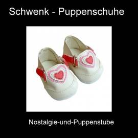  Puppen Schuhe mit Herzchen ca. 6 cm lang f�r Puppen von 42 - 45 cm  Schwenk 2645 - Bild vergr��ern 