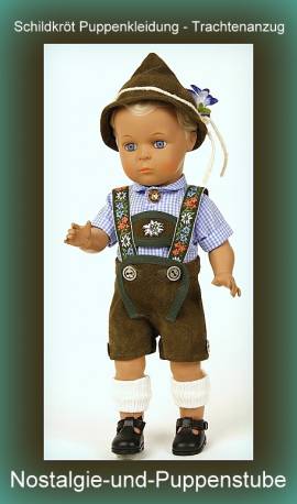 Puppen Kleidung Trachtenanzug mit Lederhose Lederhut f�r 34 cm Puppen Schildkr�t 34342 - Bild vergr��ern 