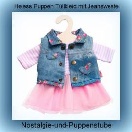 Puppen Kleidung Tllkleid mit Jeansweste fr 35 bis 45 cm Puppen Heless, Nr.  2550 - Bild vergrern 