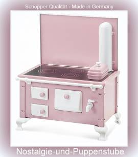 Miniatur Oldtimer Nostalgie Herd aus Blech rosa, Ma�stab 1:12, Nr. 17904 - Bild vergr��ern 