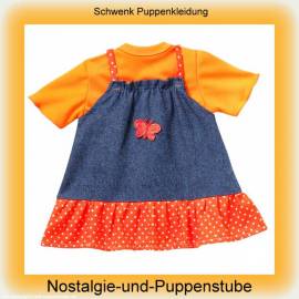 Schwenk Puppenkleidung Jeans Trgerrock mit Shirt fr 36 - 40 cm Puppen, Nr. 71538 - Bild vergrern 