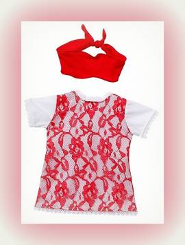 Schwenk Puppen Kleidung Spitzenkleid fr schmale 36 - 40 cm Puppen, Nr. 96438 - Bild vergrern 