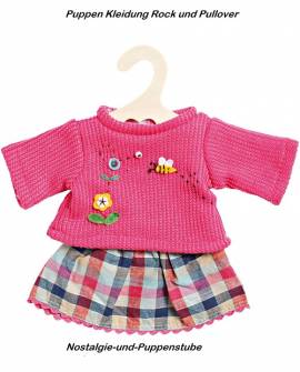 Puppen Kleidung Rock und Pullover pink fr 40 cm Puppen Heless 2050 - Bild vergrern 