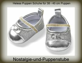 Puppen Schuhe Puppen Glitzer Ballerinas Silberschuhe von Heless fr 38 bis 45 cm - Bild vergrern 