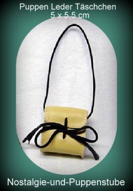 Puppenzubeh�r Puppentasche Puppent�schchen aus echtem Leder naturfarben - Bild vergr��ern 