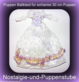 Modepuppen Kleidung, Prinzessinnen Kleid, Ball Kleid, in wei und flieder, fr 30 cm Puppen - Bild vergrern 