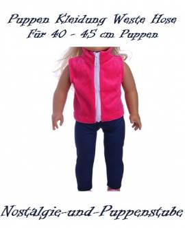 Puppen Kleidung Hose Weste  2-teilig fr 40 cm Puppen 1050 - Bild vergrern 