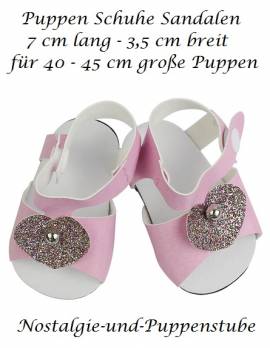 Puppen Schuhe Sommerschuhe Sandalen 7 cm lang fr 42 - 45 cm Puppen 1344 - Bild vergrern 