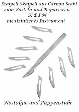 Scalpell Carbon Stahl mit 10 Ersatzklingen Heimwerker Modellbau basteln reparieren, Nr. 1818 - Bild vergrern 