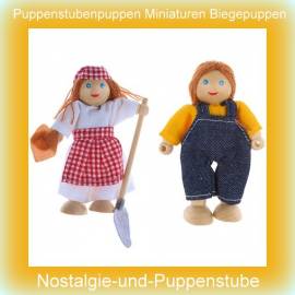 Puppenhaus Puppenfamilie Mutter Vater Miniaturen Biegepuppen Holz Puppenhauspuppen 2210 - Bild vergrern 