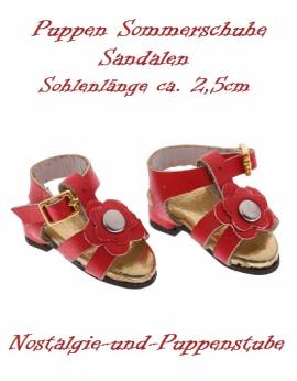 Puppen Schuhe Sommerschuhe Sandalen rot 2,5 cm lang 2448 - Bild vergrern 