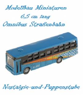 Miniaturen Modellbau Eisenbahn Omnibus Bus Stra�enbahn 6,5 cm lang 5700 blau - Bild vergr��ern 