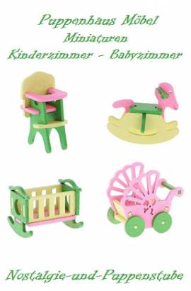 Puppenhaus Zubehr Mbel Miniaturen Holz Kinder Baby Zimmer 4-tlg. 5993 - Bild vergrern 
