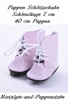 Puppen Schuhe rosa Schlittschuhe Sportschuhe Eislaufen 7 cm lang, Nr.  669 - Bild vergr��ern 