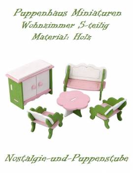 Puppenhaus Zubehr Mbel Miniaturen Holz Wohnzimmer 5-tlg. 8126 - Bild vergrern 