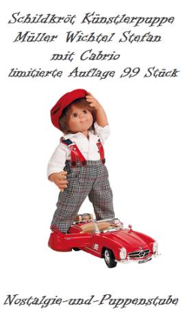 Schildkrt Knstlerpuppen Mller Wichtel Stephan braunes Haar 30 cm gro mit Cabrio 42130757 - Bild vergrern 
