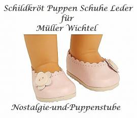 Schildkr�t Puppen Schuhe 6 cm Leder rosa f�r M�ller Wichtel Modell Pia 756 - Bild vergr��ern 