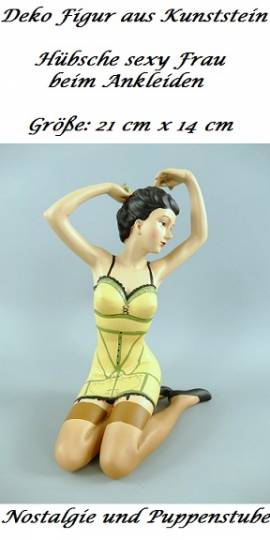 Nostalgie Antik Deko Figur hbsche Frau beim Ankleiden, Nr. 1330 - Bild vergrern 