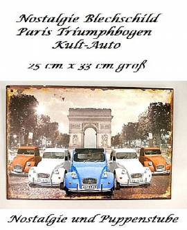 Nostalgie Blechschild Reklameschild Paris Triumphbogen Kult Auto,  Nr. 320k - Bild vergr��ern 