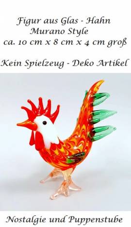 Murano Style Glasfigur Hahn 10 x 8 x 4 cm gro�, Nr. 517 - Bild vergr��ern 