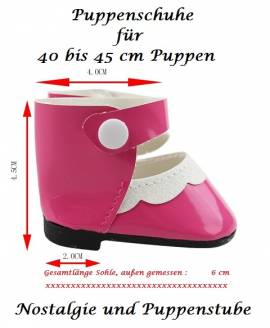  Puppen Schuhe pink ca 6 cm lang mit Druckknopfverschlu fr 42 - 45 cm Puppen, Nr. 176 - Bild vergrern 