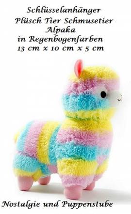 Pl�sch Tier Alpaka Regenbogen Schl�sselanh�nger Taschenanh�nger, Nr. 268 - Bild vergr��ern 