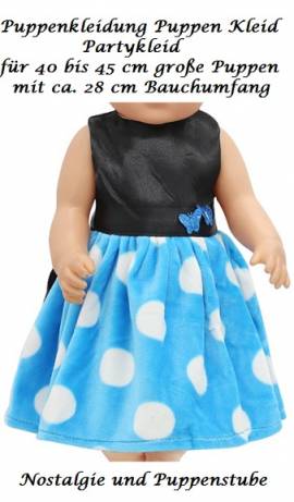 Puppen Kleidung Party Kleid aus Samt hellblau Abendkleid fr 40 bis 45 cm Puppen, Nr. 229c - Bild vergrern 