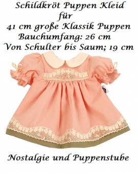 Puppenkleider Puppen Kleid lachsfarben mit Stickerei fr 41 cm Klassik Puppen Schildkrt 41832 - Bild vergrern 