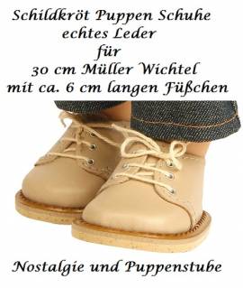 Schildkrt Puppen Schuhe 6 cm Leder hellbraun fr Mller Wichtel Modell Oskar 895 - Bild vergrern 