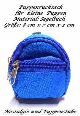 Puppenzubehr Puppenrucksack Puppen Schultasche Ranzen blau 8 x 7 cm, Nr. 126 - Bild vergrern 