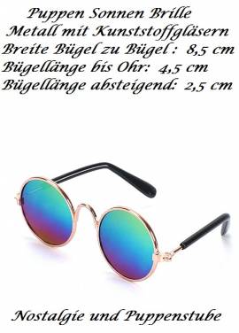 Puppen Zubeh�r Sonnenbrille aus Metall Regenbogen Gl�ser f�r 36 bis 45 cm Puppen , Nr. 132 - Bild vergr��ern 