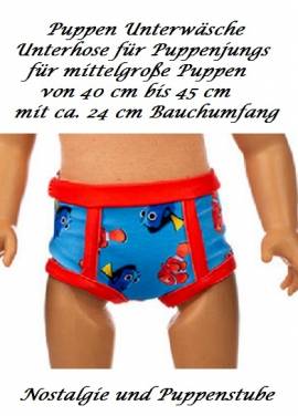 Puppen Kleidung Unterwsche Unterhose blau fr 40 bis 45 cm Puppen Jungs, Nr. 177 - Bild vergrern 