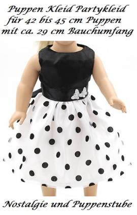 Puppen Kleidung Party Kleid schwarz wei Abendkleid Ballkleid fr 40 cm Puppen, Nr.324 - Bild vergrern 