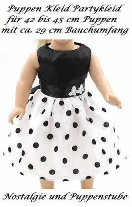 Puppen Kleidung Party Kleid schwarz wei Abendkleid Ballkleid fr 40 cm Puppen, Nr.324 - Bild vergrern 