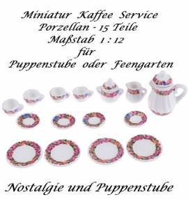 Puppenhaus Miniaturen Deko Teeservice Kaffeeservice Porzellan, Nr. 333b - Bild vergrern 