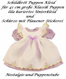 Puppen Kleid fliederfarben mit Schrze fr 41 cm Puppen Schildkrt, Nr. 41937 - Bild vergrern 