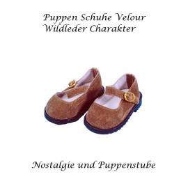 Schildkr�t Puppen Schuhe braun Velour f�r 64 cm Puppen mit ca. 9 cm F��chen, Nr. 64178 - Bild vergr��ern 