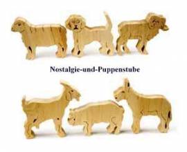 SUPER - SONDERANGEBOT - Holz Spielzeug, 6er-Set Bauernhof Tiere, Naturholz - Bild vergrern 