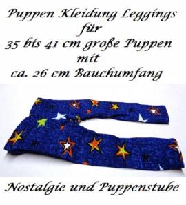 Puppen Leggings Leggins nachtblau mit Sternchenmuster f�r 40 cm Puppen, Nr. 139 - Bild vergr��ern 