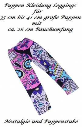 Puppen Leggings Leggins bunt mit Fantasiemuster f�r 40 cm Puppen, Nr. 142 - Bild vergr��ern 