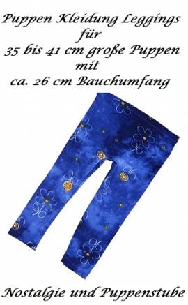 Puppen Leggings Leggins nachtblau mit dezentem Muster fr 40 cm Puppen, Nr. 142 - Bild vergrern 