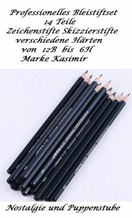 Bleistiftset 14 Teile Zeichenstifte Skizzierstifte verschiedene Hrten, Nr. 296 - Bild vergrern 