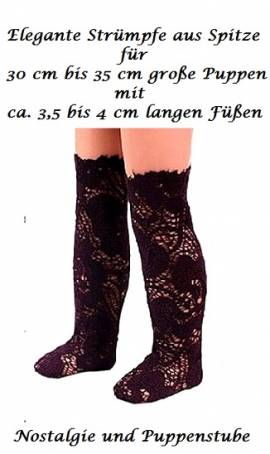 Puppen Str�mpfe lange Spitzenstr�mpfe schwarz f�r 30 - 35 cm Puppen, Nr. 51 - Bild vergr��ern 
