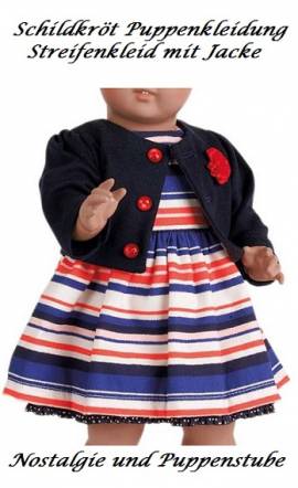 Puppenkleidung Puppen Kleid mit blauer Jacke f�r 25 cm Schildkr�t Puppen 25747 - Bild vergr��ern 