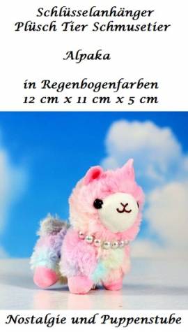 Pl�sch Tier Alpaka Regenbogen Schl�sselanh�nger Taschenanh�nger, Nr. 373 - Bild vergr��ern 