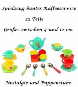 Puppen Zubeh�r buntes Kaffeeservice Teeservice 22 Teile, Nr. 472 - Bild vergr��ern 