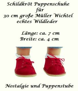 Schildkrt Puppen Schuhe 6 cm Wildleder rot fr Mller Wichtel Modell Luca, Nr. 30127 - Bild vergrern 