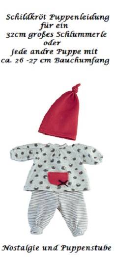 Schildkr�t Puppen Kleidung 3teiliges Set in Graut�nen f�rs Schlummerle 32 cm, Nr. 32137 - Produktbild 