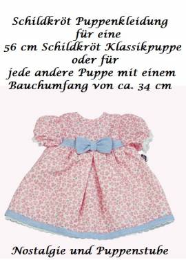 Schildkrt Puppen Kleidung rosa geblmtes Romantik Kleid fr 56 cm groe Klassik Puppen, Nr 56108 - Bild vergrern 